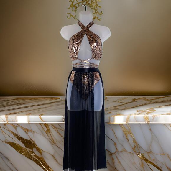 New Medium Medusa Skirt Crown Metallic Halloween Costume Outfit Set Hydra Witch - Picture 1 of 8